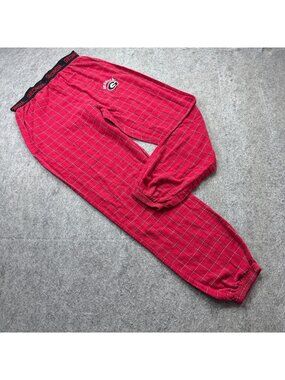 Georgia Bulldogs Pajama Bottoms Pants Sideline Apparel Men L Red Flannel Plaid